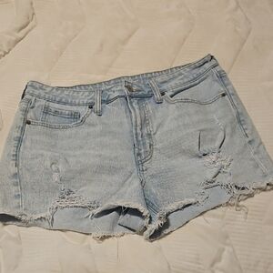 Old Navy Highrise OG Straight Light Blue Distressed Denim Shorts